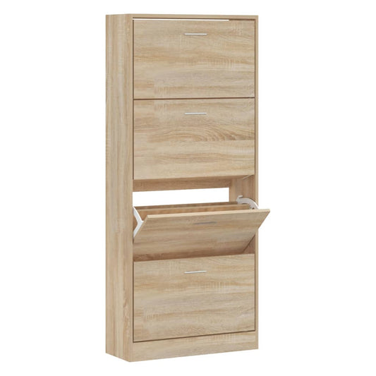 vidaXL Παπουτσοθήκη Sonoma Δρυς 63x24x147 εκ. από Επεξεργασμένο Ξύλο