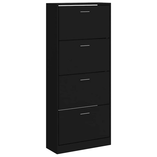 vidaXL Παπουτσοθήκη Μαύρη 63x24x147 εκ. από Επεξεργασμένο Ξύλο