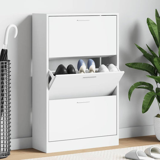 vidaXL Παπουτσοθήκη Γυαλιστερό Λευκό 63x24x103 εκ. Επεξεργασμένο Ξύλο