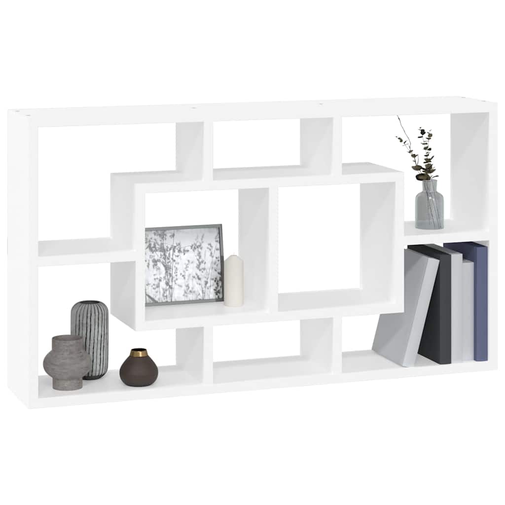 vidaXL Ραφιέρα Τοίχου 8 Τμημάτων Γυαλιστερό Λευκό