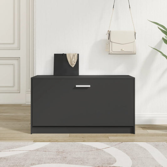 vidaXL Πάγκος Παπουτσιών Μαύρος 80x24x45 εκ. από Τεχνητό Ξύλο