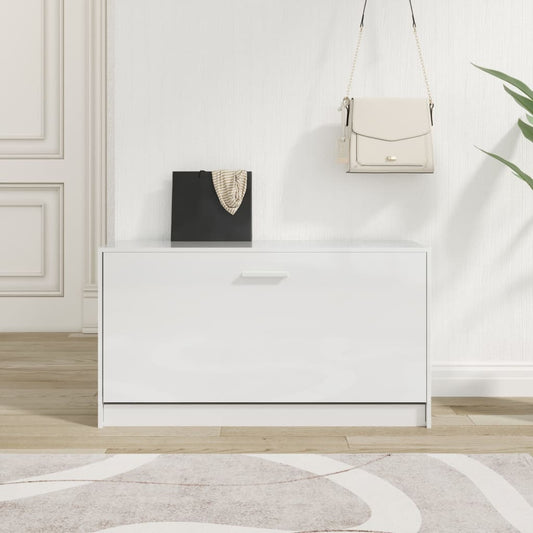 vidaXL Πάγκος Παπουτσιών Γυαλιστερό Λευκό 80 x 24 x 45 εκ. από Τεχνητό Ξύλο