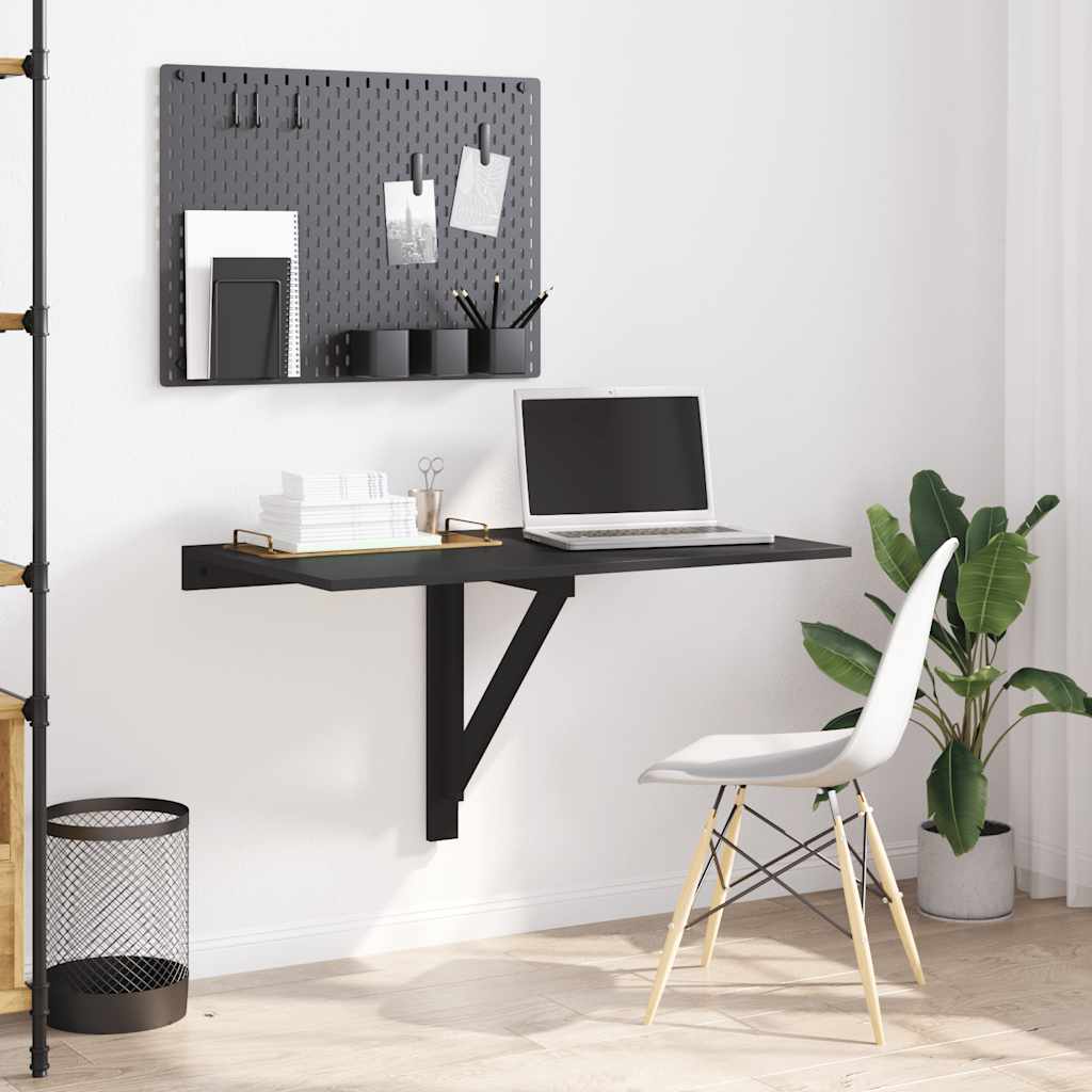 vidaXL Τραπέζι Τοίχου Πτυσσόμενο Μαύρο 100 x 60 x 56 εκ. Επεξεργ. Ξύλο