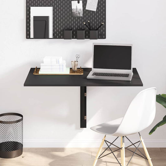 vidaXL Τραπέζι Τοίχου Πτυσσόμενο Μαύρο 100 x 60 x 56 εκ. Επεξεργ. Ξύλο