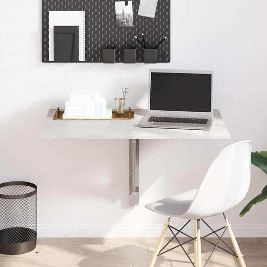 vidaXL Τραπέζι Τοίχου Πτυσσόμενο Γκρι Σκυροδ. 100x60x56 εκ. Επεξ. Ξύλο