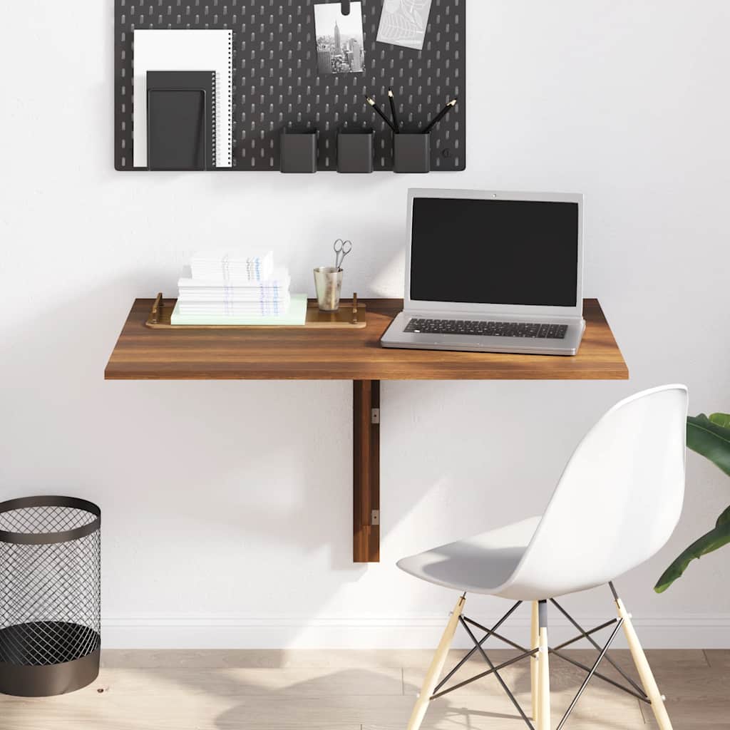 vidaXL Τραπέζι Τοίχου Πτυσσόμενο Καφέ Δρυς 100x60x56 εκ. Επεξ. Ξύλο