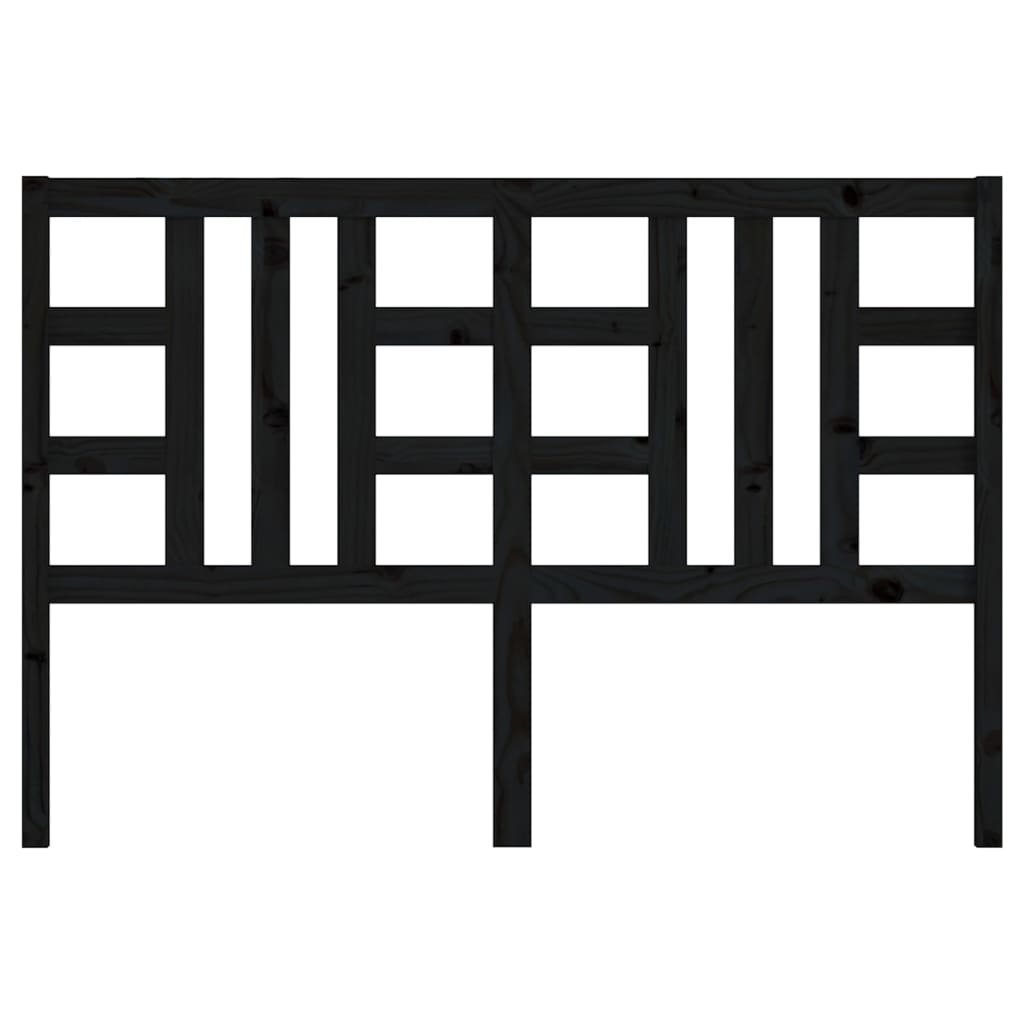 vidaXL Κεφαλάρι Κρεβατιού Μαύρο 126 x 4 x 100 εκ. Μασίφ Ξύλο Πεύκου