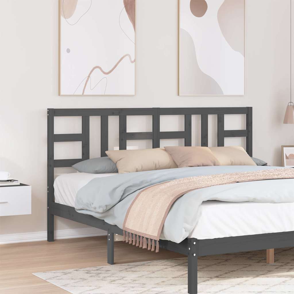vidaXL Κεφαλάρι Κρεβατιού Γκρι 186 x 4 x 100 εκ. από Μασίφ Ξύλο Πεύκου