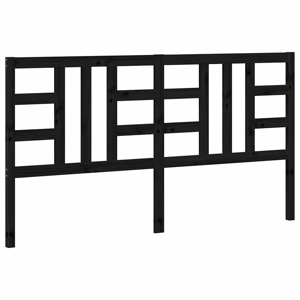 vidaXL Κεφαλάρι Κρεβατιού Μαύρο 186 x 4 x 100 εκ. Μασίφ Ξύλο Πεύκου