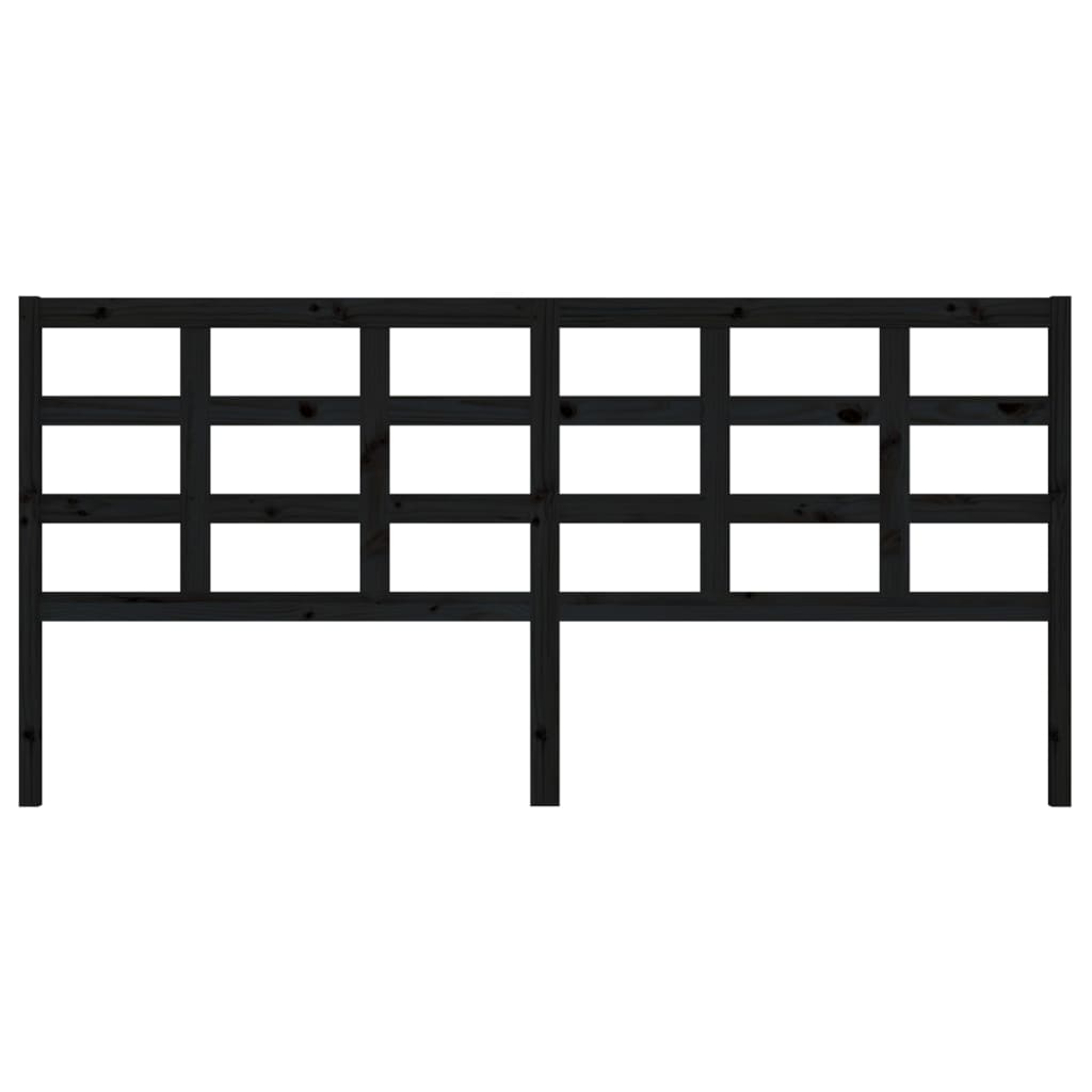 vidaXL Κεφαλάρι Κρεβατιού Μαύρο 205,5x4x100 εκ. Μασίφ Ξύλο Πεύκου