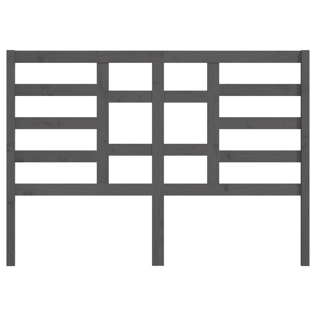 vidaXL Κεφαλάρι Κρεβατιού Γκρι 126x4x104 εκ. από Μασίφ Ξύλο Πεύκου