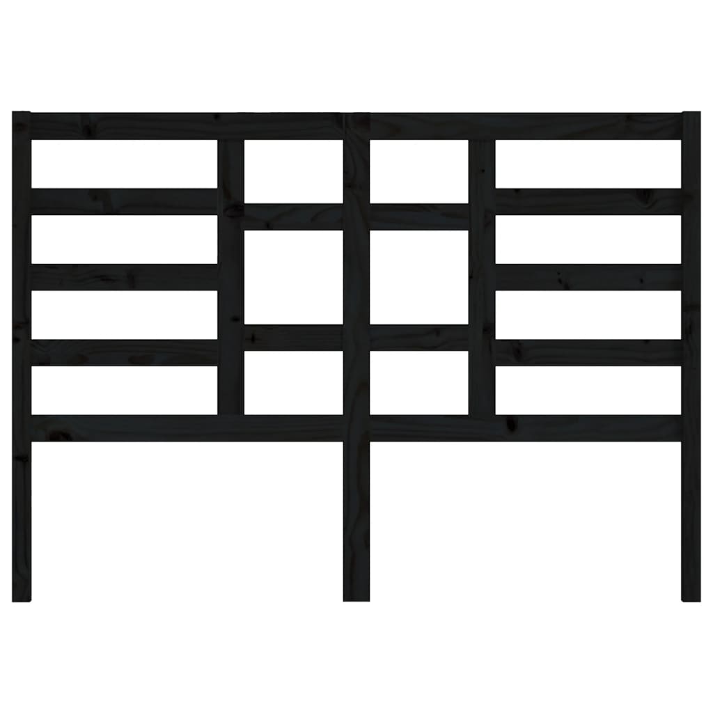 vidaXL Κεφαλάρι Κρεβατιού Μαύρο 126x4x104 εκ. Μασίφ Ξύλο Πεύκου