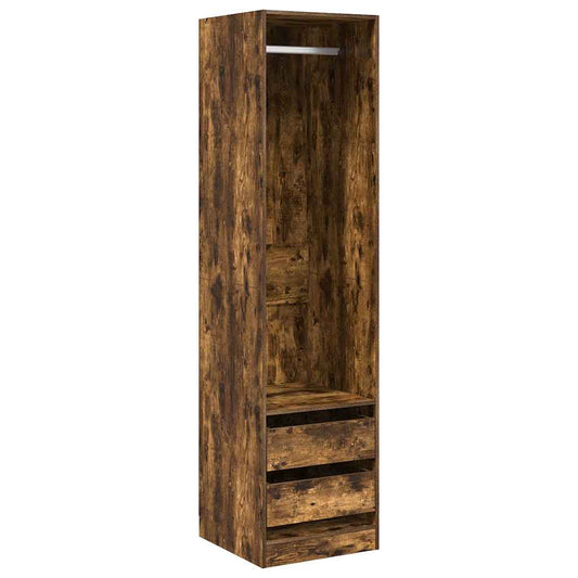 vidaXL Ντουλάπα με Συρτάρια Καπνιστή Δρυς 50x50x200 εκ. Επεξεργ. Ξύλο