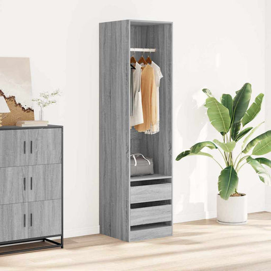 vidaXL Ντουλάπα με Συρτάρια Γκρι Sonoma 50 x 50 x 200 εκ Επεξεργ. Ξύλο