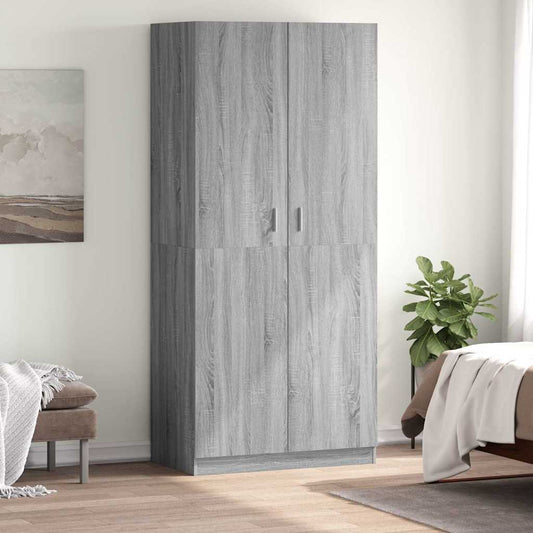 vidaXL Ντουλάπα Γκρι Sonoma 90 x 52 x 200 εκ. από Επεξεργασμένο Ξύλο