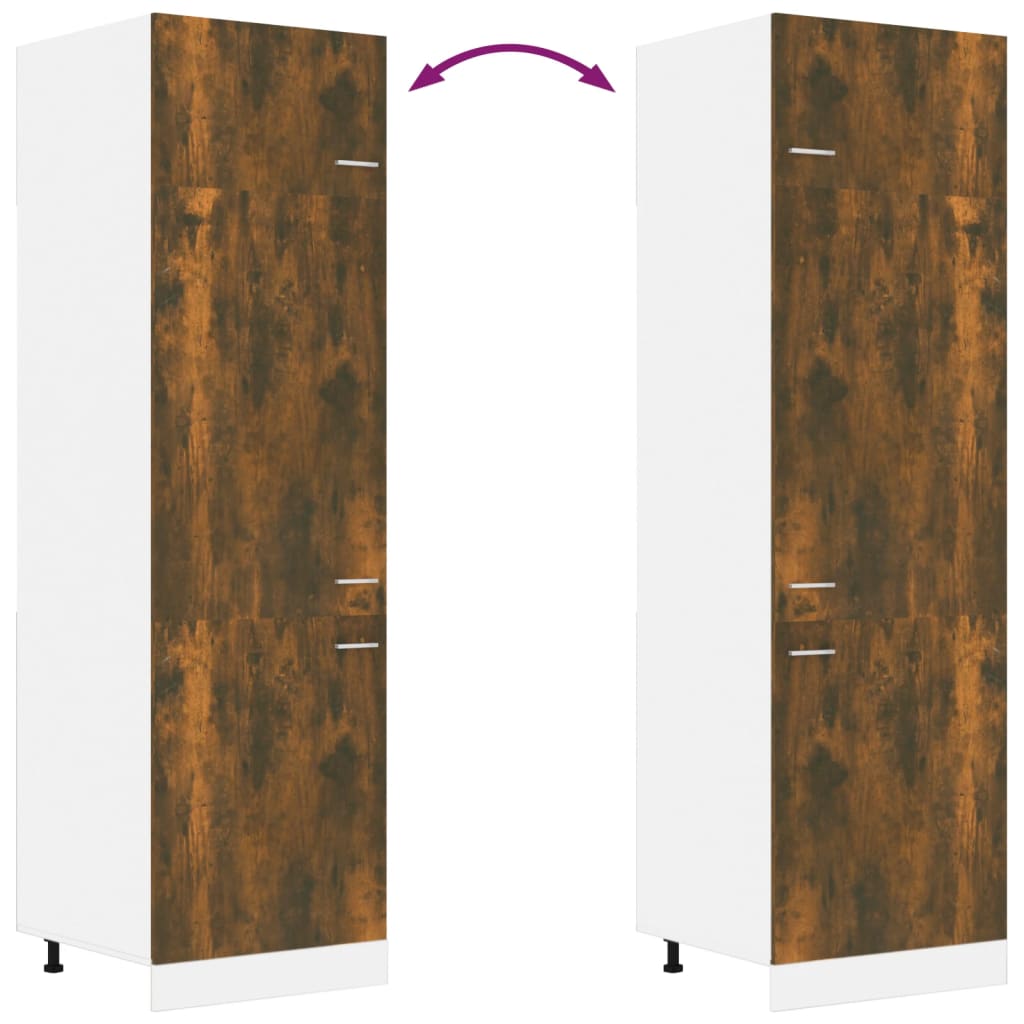 vidaXL Ντουλάπι Ψυγείου "Lyon" Καπνιστή Δρυς 60x57x207 εκ. από Τεχνητό Ξύλο