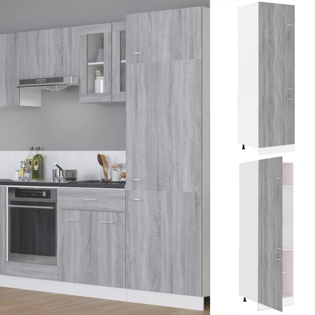 vidaXL Ντουλάπι Ψυγείου "Lyon" Γκρι Sonoma 60x57x207 εκ. από Τεχνητό Ξύλο