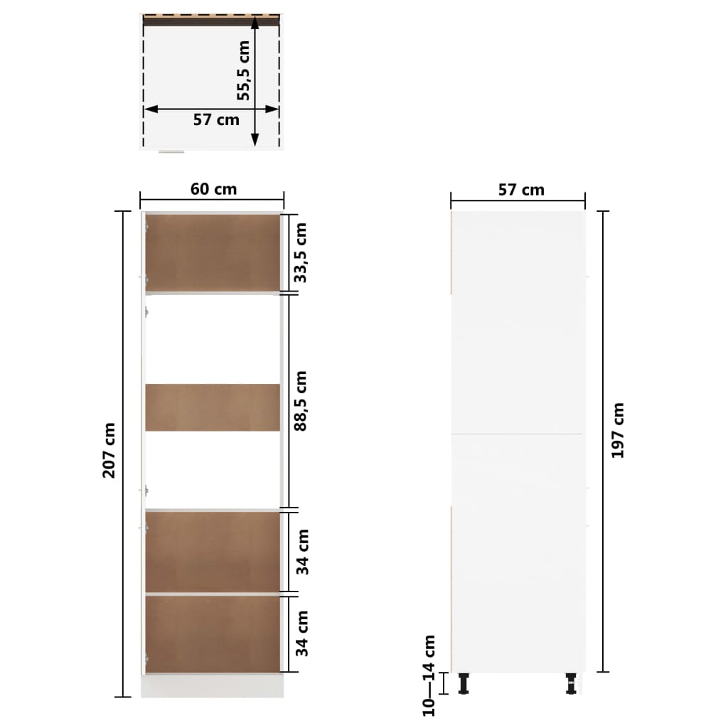 vidaXL Ντουλάπι Ψυγείου "Lyon" Καφέ Δρυς 60x57x207 εκ. από Τεχνητό Ξύλο