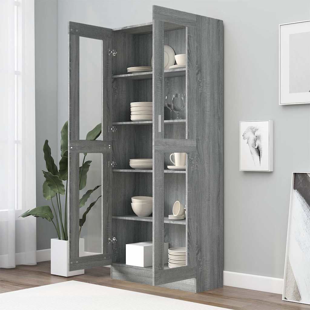 vidaXL Βιτρίνα Γκρι Sonoma 82,5x30,5x185 εκ. από Επεξεργασμένο Ξύλο