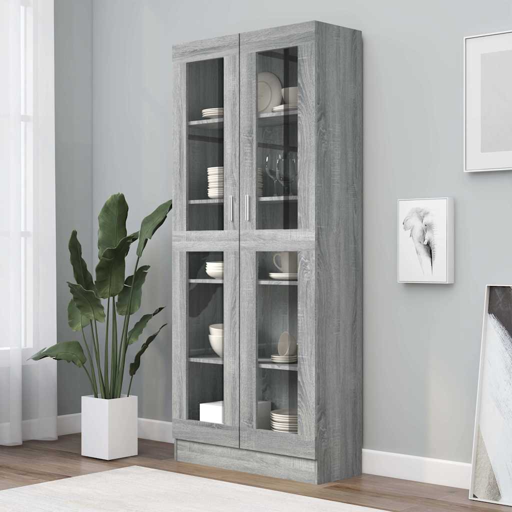 vidaXL Βιτρίνα Γκρι Sonoma 82,5x30,5x185 εκ. από Επεξεργασμένο Ξύλο