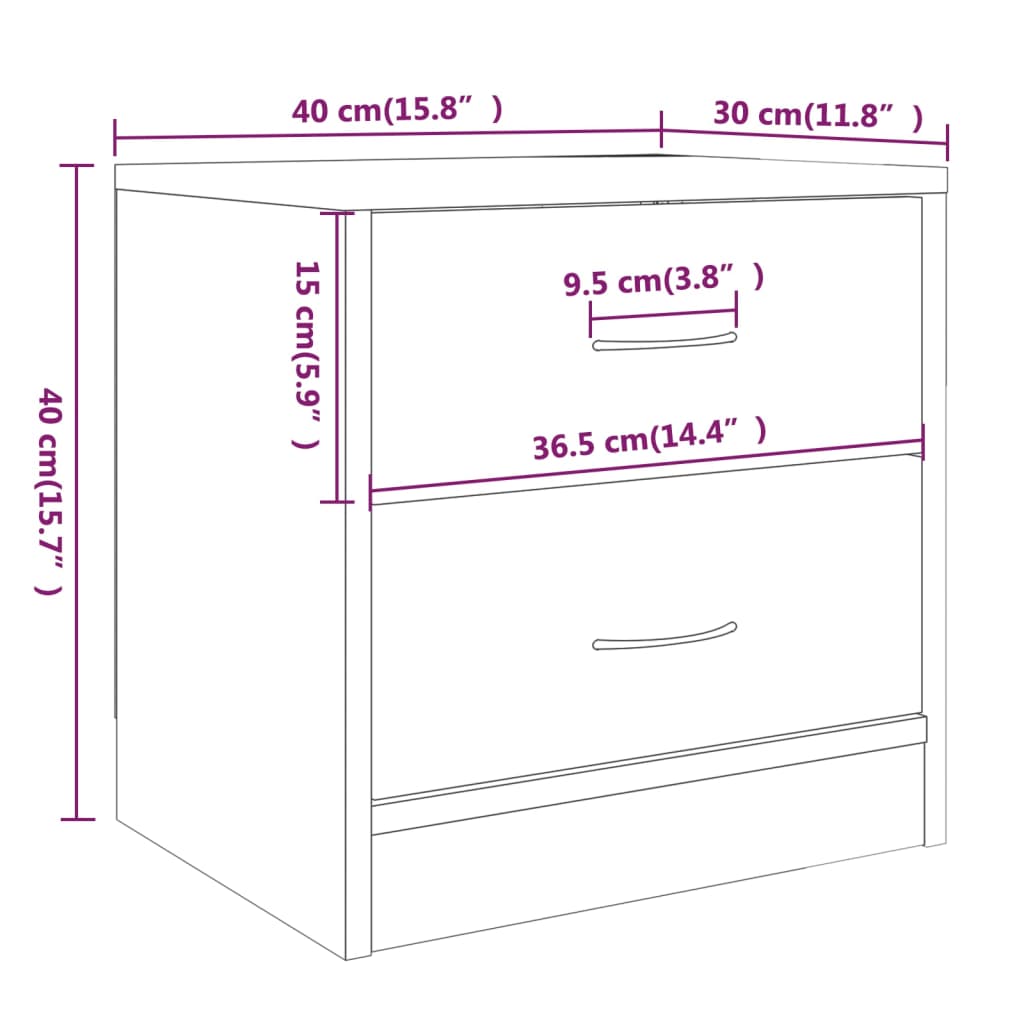 vidaXL Κομοδίνο Γκρι Sonoma 40 x 30 x 40 εκ. από Επεξεργασμένο Ξύλο