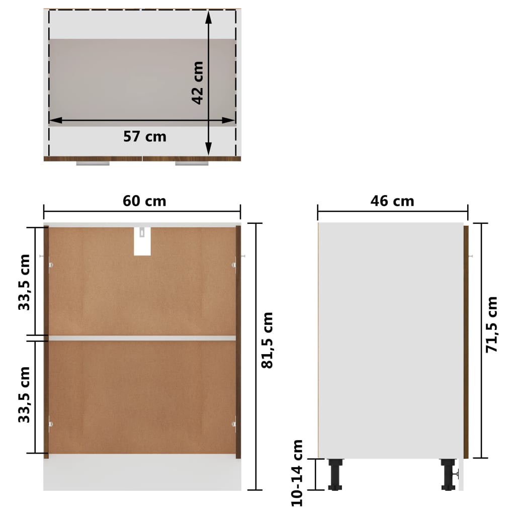 vidaXL Ντουλάπι "Lyon" Καφέ Δρυς 60x46x81,5 εκ. από Τεχνητό Ξύλο