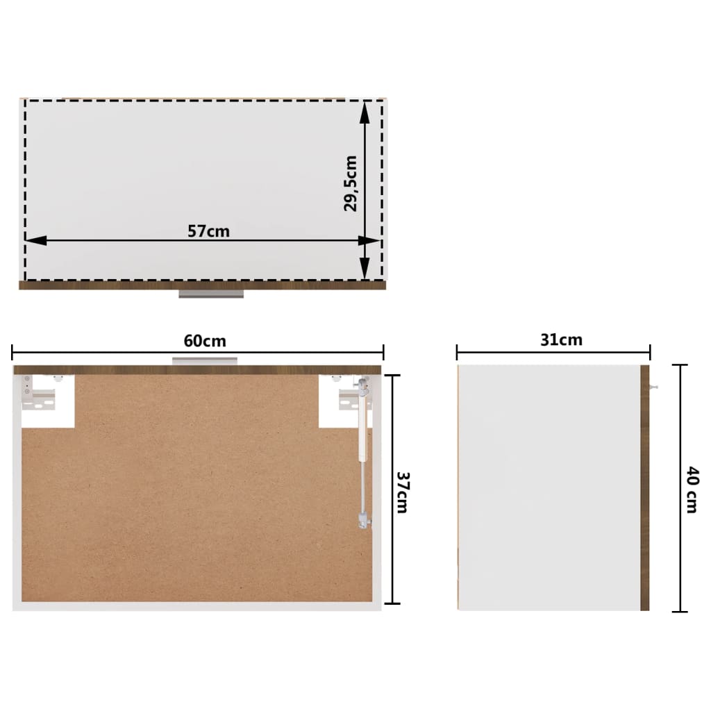 vidaXL Κρεμαστό Ντουλάπι "Lyon" Καφέ Δρυς 60x31x40 εκ. από Τεχνητό Ξύλο