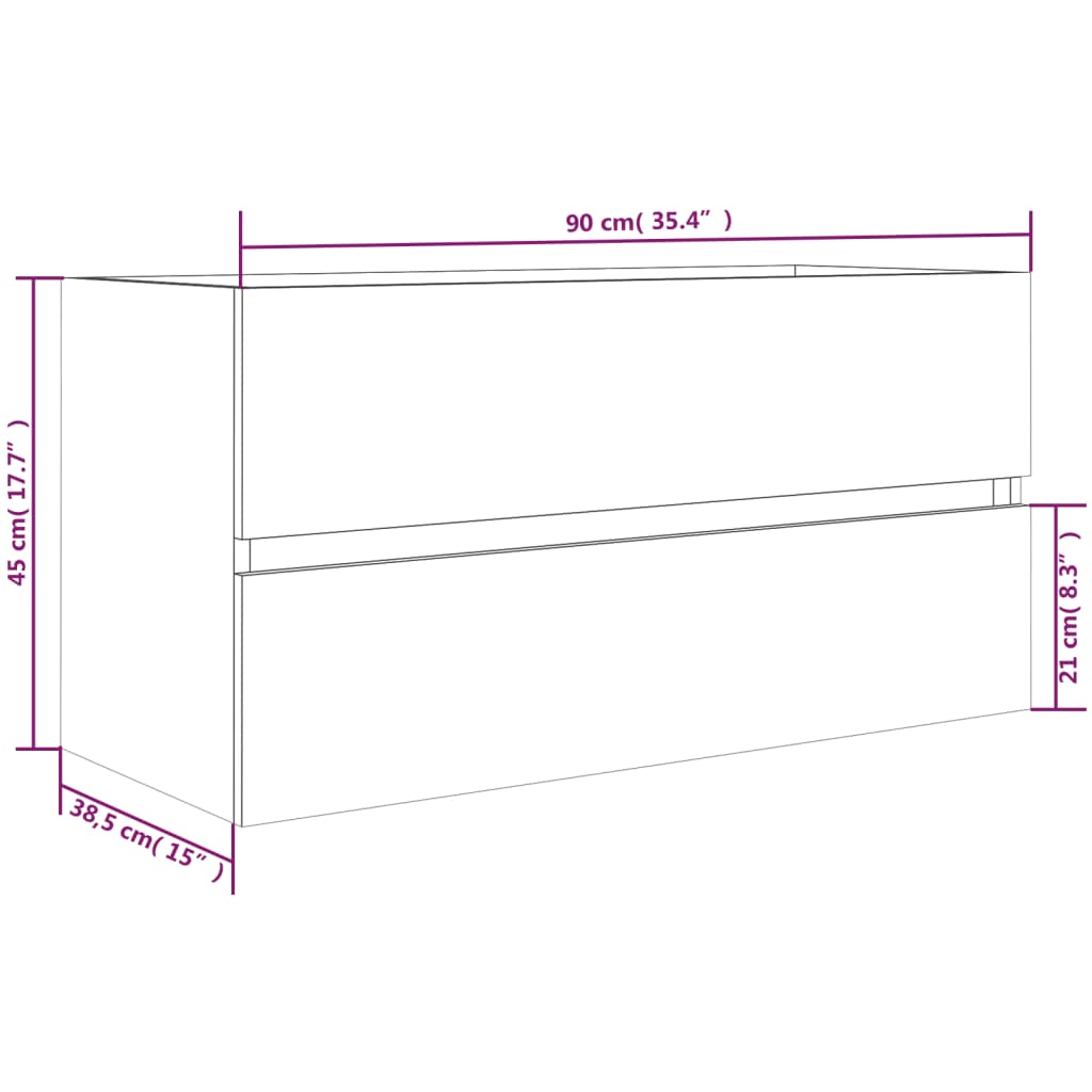 vidaXL Ντουλάπι Νιπτήρα Καφέ Δρυς 90x38,5x45 εκ. Επεξεργασμένο Ξύλο