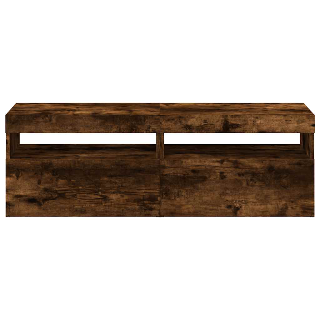 vidaXL Έπιπλα Τηλεόρασης με LED 2 τεμ. Καπνιστή Δρυς 60 x 35 x 40 εκ.