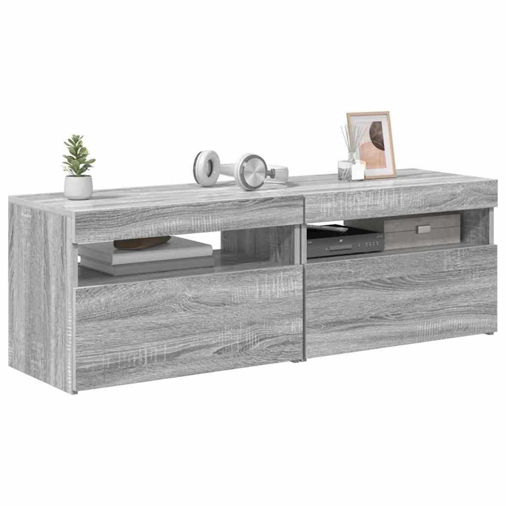 vidaXL Έπιπλα Τηλεόρασης με LED 2 τεμ. Γκρι Sonoma 60 x 35 x 40 εκ.