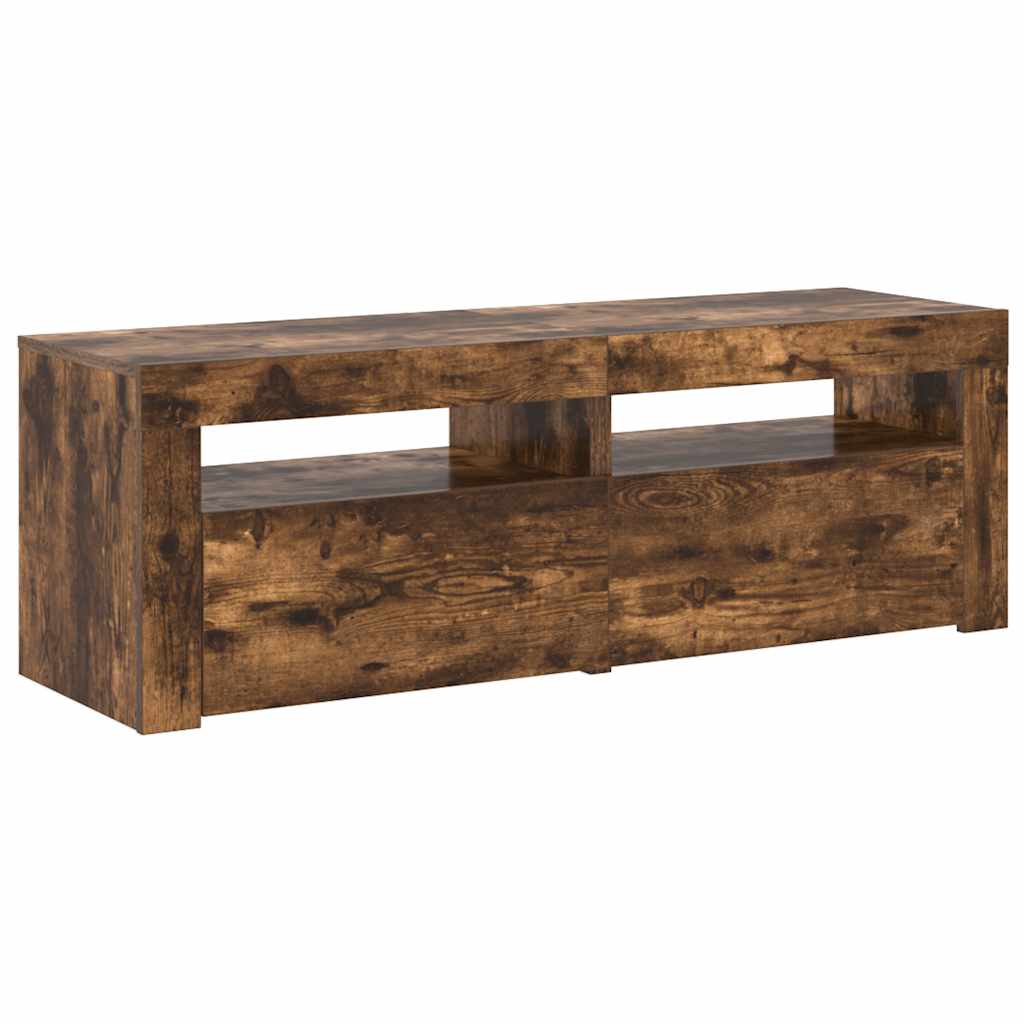 vidaXL Έπιπλο Τηλεόρασης με LED Καπνιστή Δρυς 120 x 35 x 40 εκ.