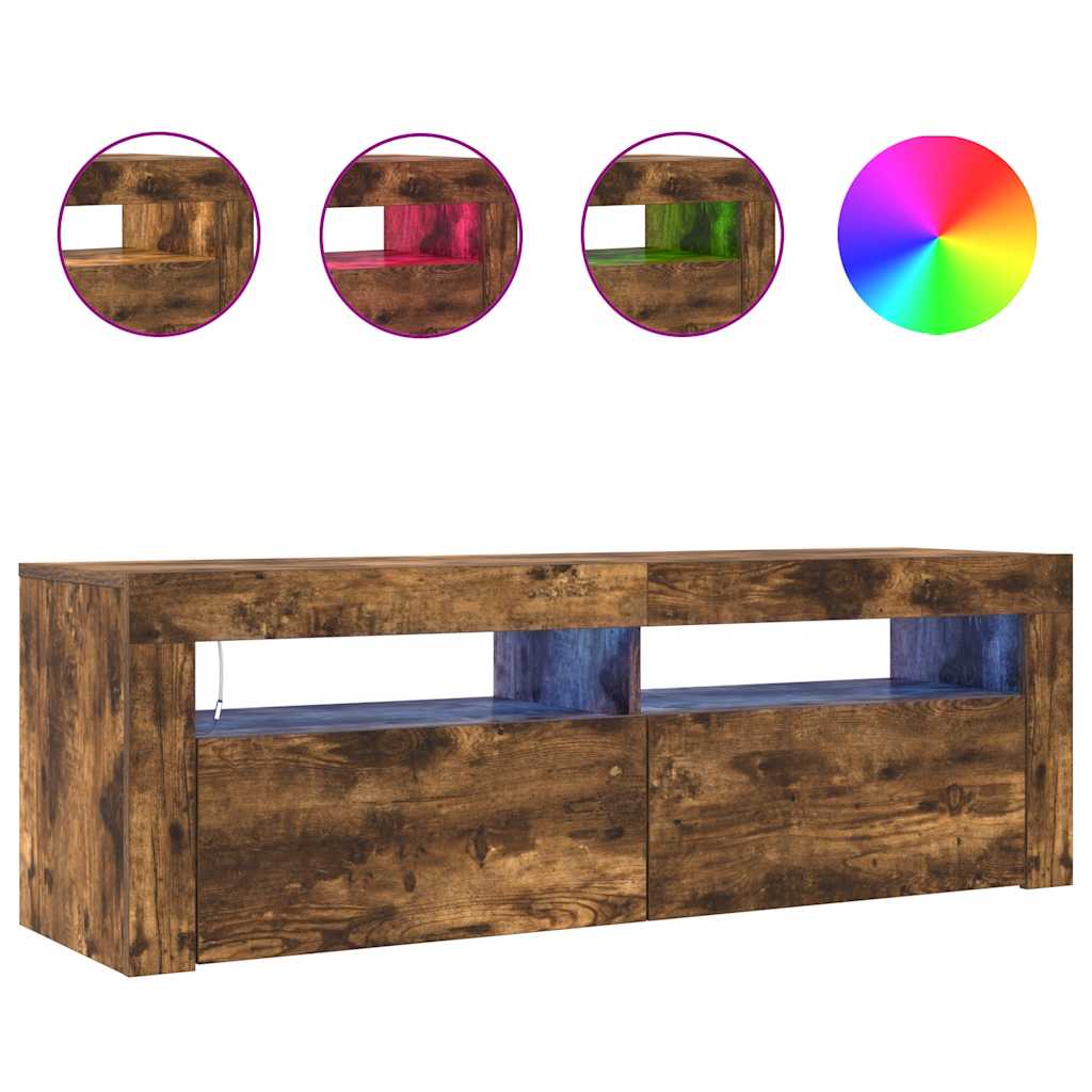 vidaXL Έπιπλο Τηλεόρασης με LED Καπνιστή Δρυς 120 x 35 x 40 εκ.