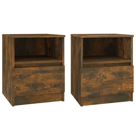 vidaXL Κομοδίνα 2 τεμ. Καπνιστή Δρυς 40x40x50 εκ. από Επεξεργ. Ξύλο