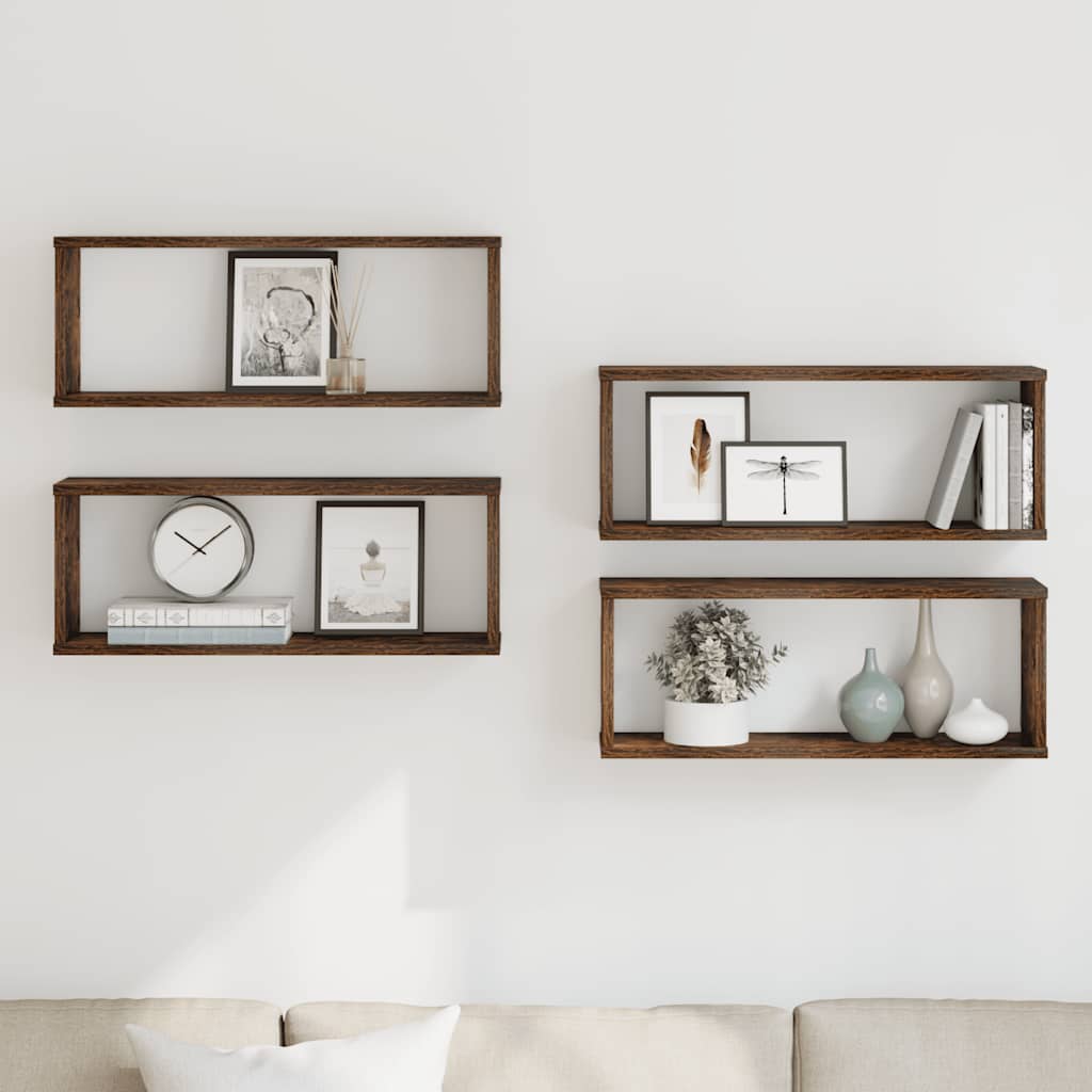 vidaXL Ραφιέρες Τοίχου Κύβοι 4 τεμ. Καπν. Δρυς 60x15x23 εκ. Επεξ. Ξύλο