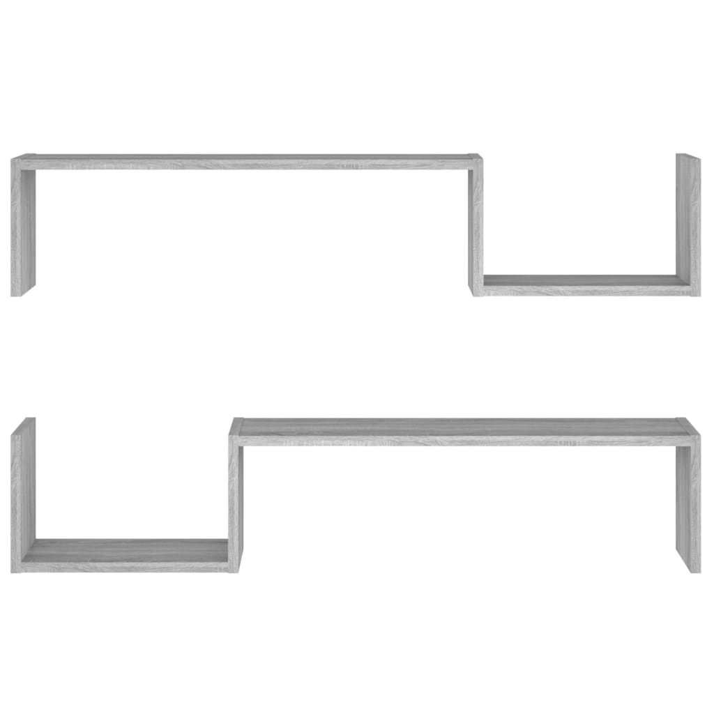 vidaXL Ράφια Τοίχου 2 τεμ. Γκρι Sonoma 100x15x20 εκ. από Επεξεργ. Ξύλο