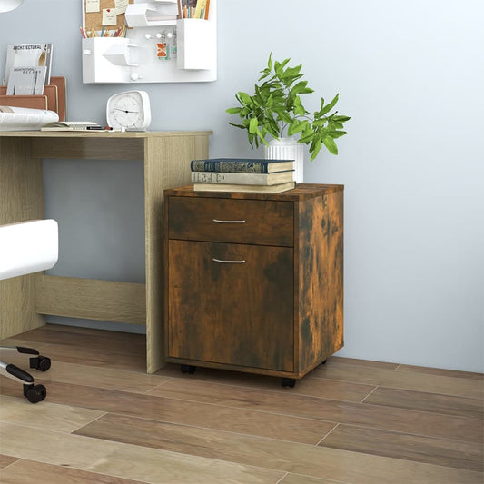 vidaXL Ντουλάπι Με Ροδάκια Καπνιστή Δρυς 45x38x54 εκ. Επεξεργ. Ξύλο