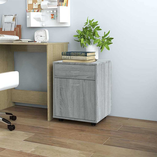 vidaXL Ντουλάπι Με Ροδάκια Γκρι Sonoma 45 x 38 x 54 εκ. Επεξεργ. Ξύλο