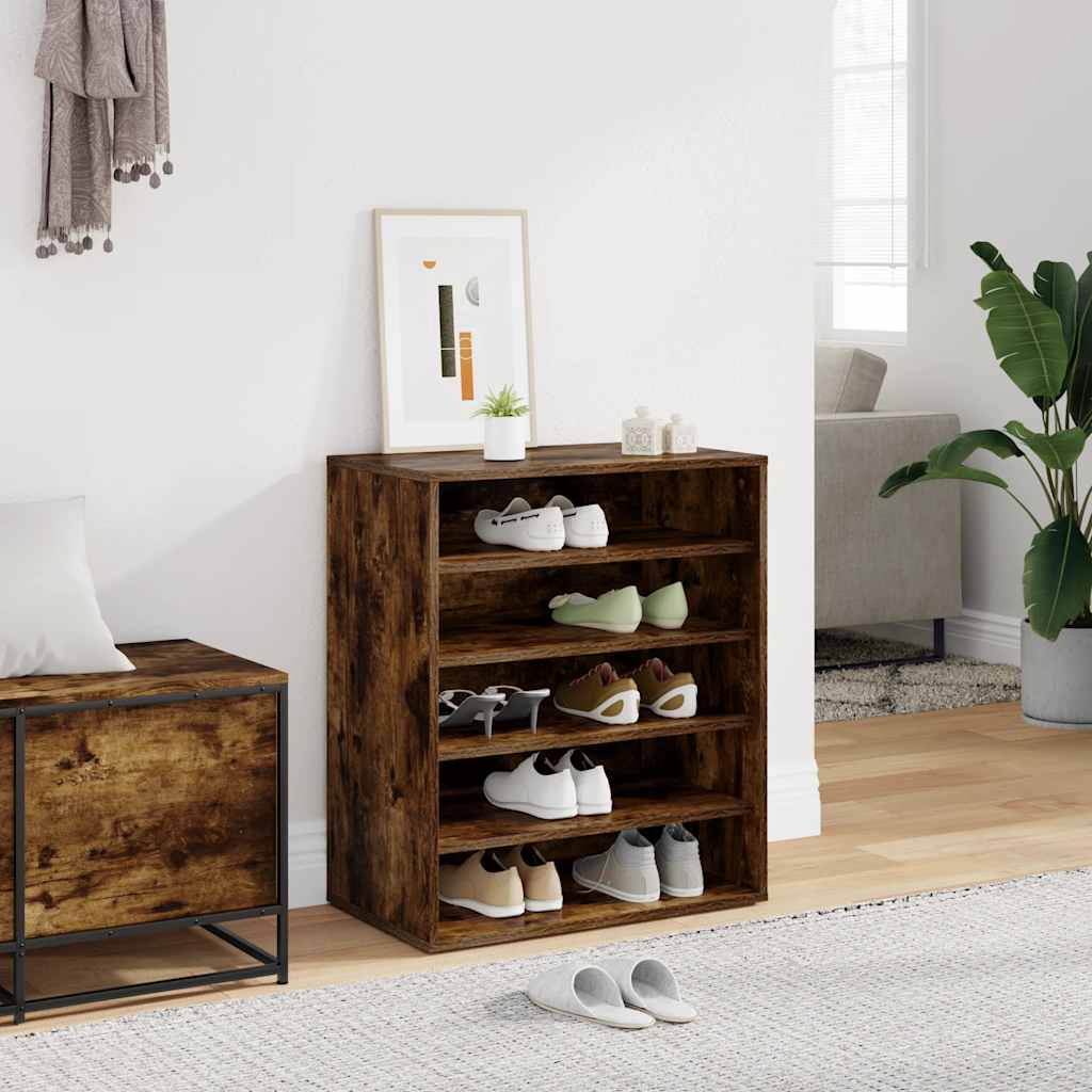 vidaXL Παπουτσοθήκη Καπνιστή Δρυς 60x35x70 εκ. από Επεξεργασμένο Ξύλο