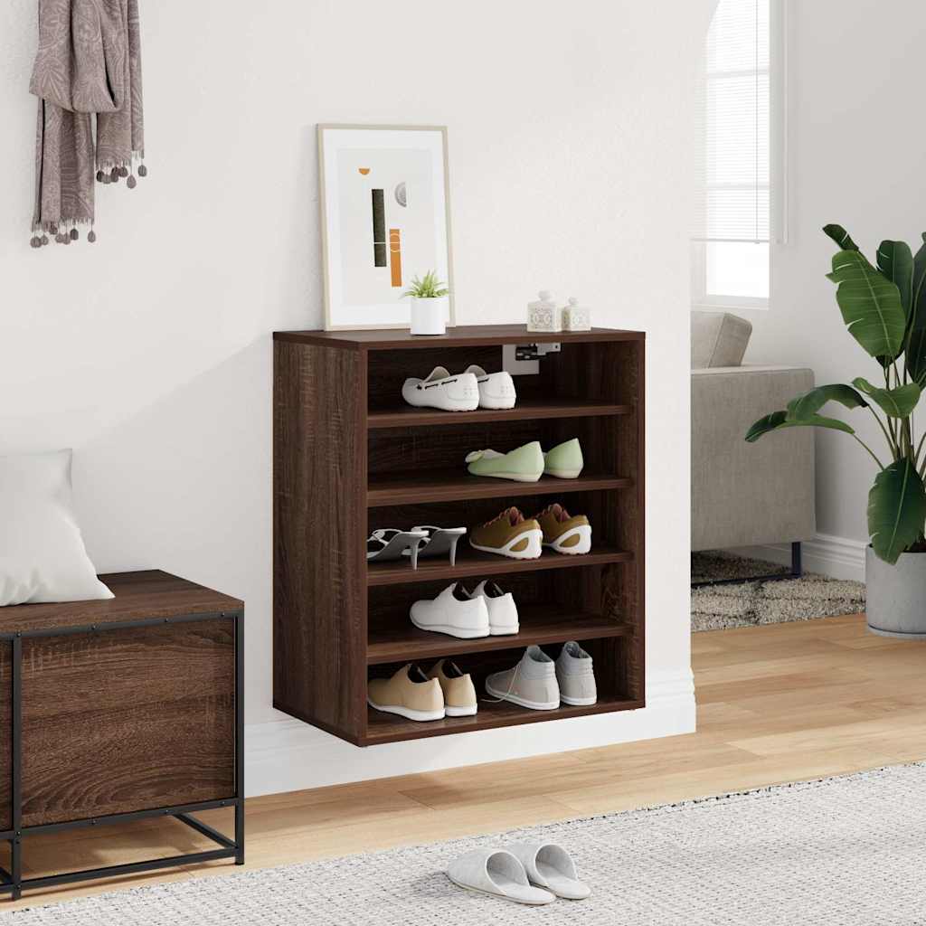 vidaXL Παπουτσοθήκη Καφέ Δρυς 60x35x70 εκ. από Επεξεργασμένο Ξύλο