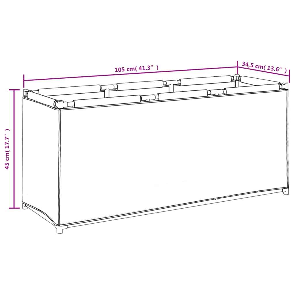 vidaXL Κουτί Αποθήκευσης Μαύρο 105 x 34,5 x 45 εκ. Υφασμάτινο