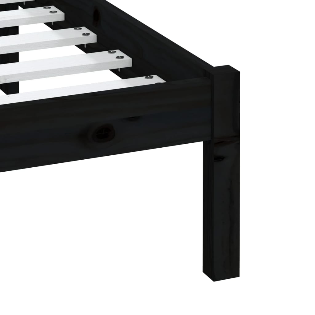 vidaXL Πλαίσιο Κρεβατιού Μαύρο 200 x 200 εκ. από Μασίφ Ξύλο Πεύκου