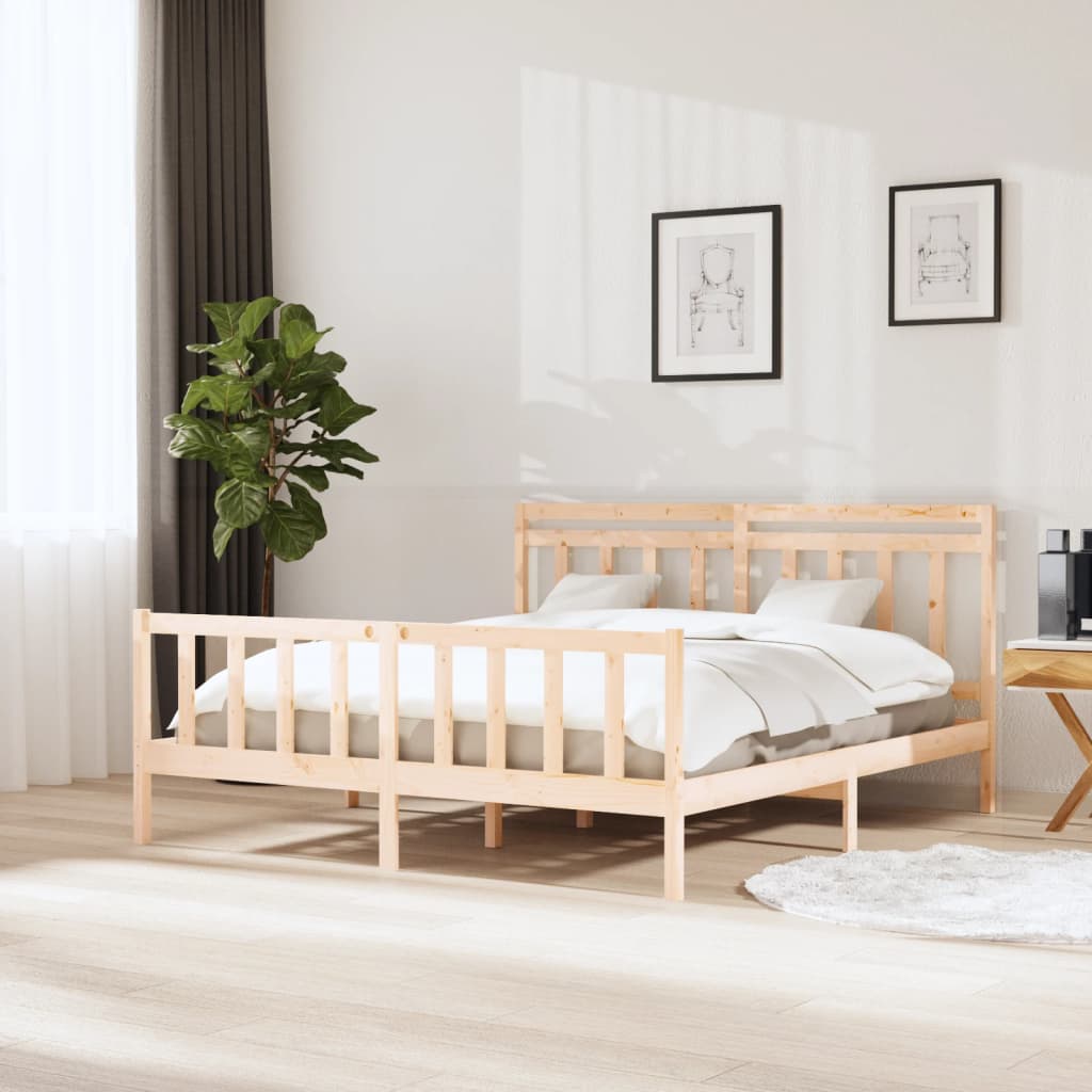 vidaXL Πλαίσιο Κρεβατιού 180 x 200 εκ. Μασίφ Ξύλο Super King Size