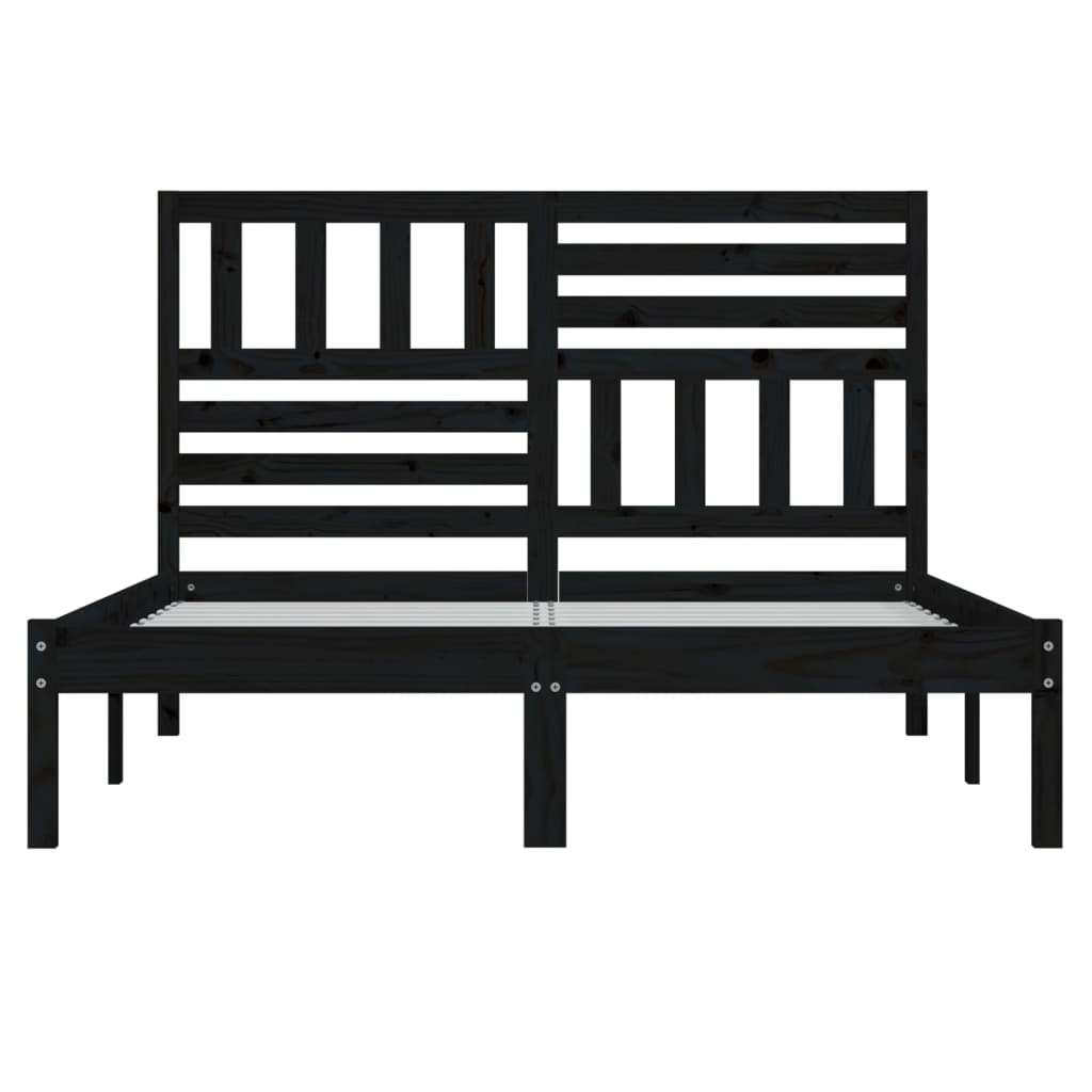vidaXL Πλαίσιο Κρεβατιού Μαύρο 140 x 190 εκ. από Μασίφ Ξύλο Πεύκου