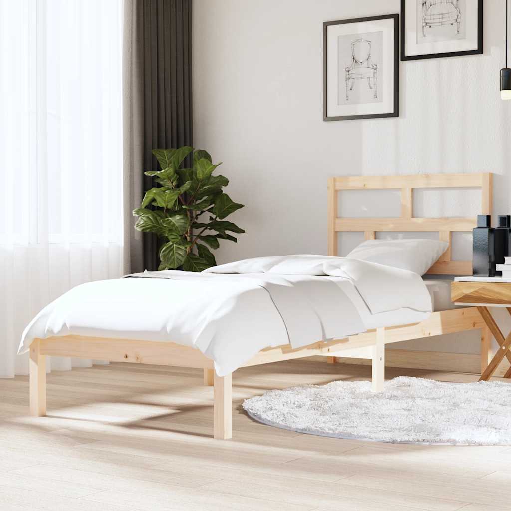 vidaXL Πλαίσιο Κρεβατιού 75 x 190 εκ. από Μασίφ Ξύλο Small Single