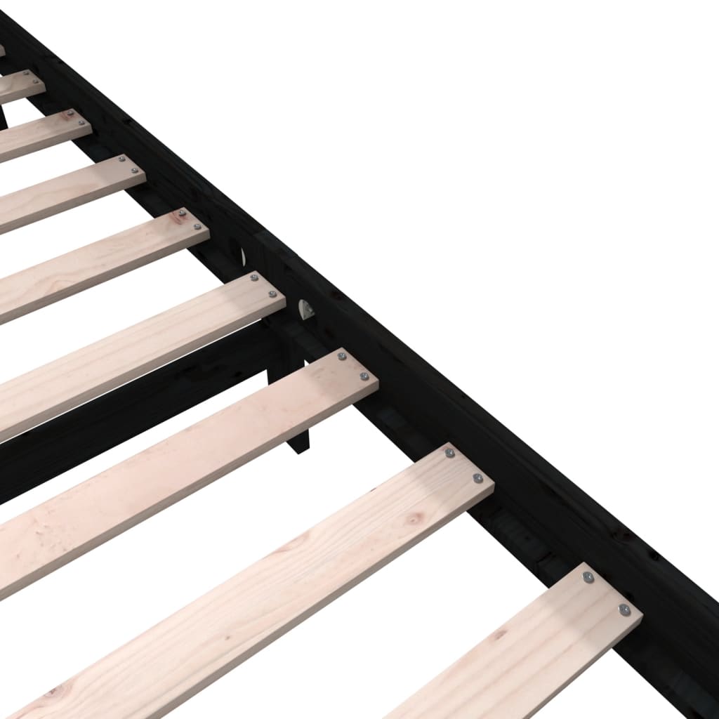 vidaXL Πλαίσιο Κρεβατιού Μαύρο 200 x 200 εκ. από Μασίφ Ξύλο Πεύκου