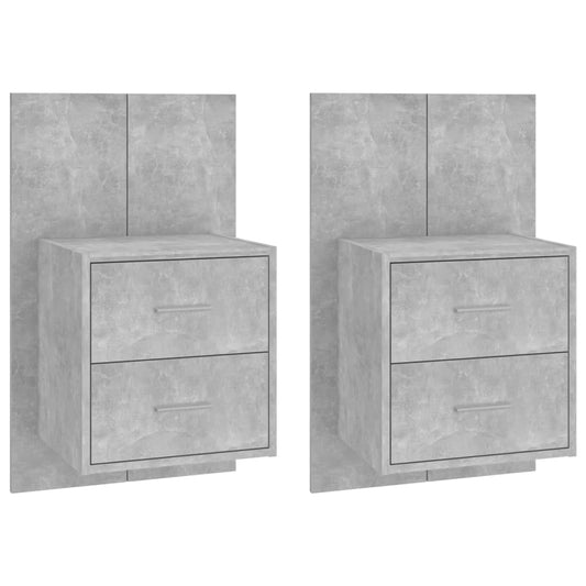 vidaXL Κομοδίνα Επιτοίχια 2 τεμ. Γκρι Σκυροδέματος
