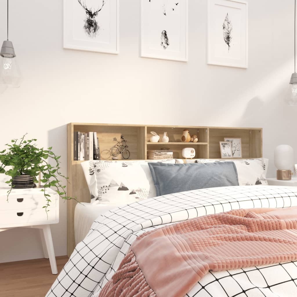 vidaXL Κεφαλάρι Με Αποθηκευτικό Χώρο Sonoma Δρυς 180 x 19 x 103,5 εκ.