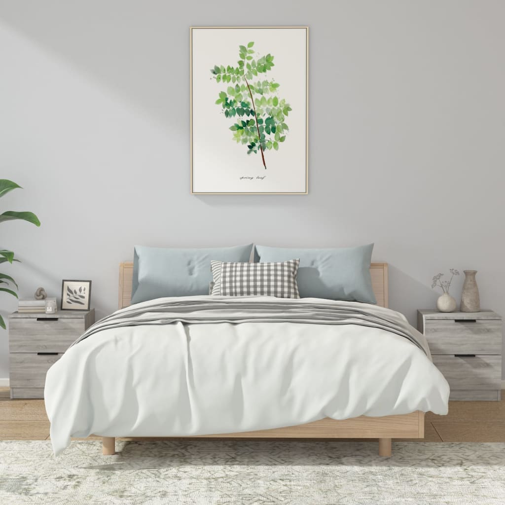 vidaXL Κομοδίνα 2 τεμ. Γκρι Sonoma από Επεξεργασμένο Ξύλο