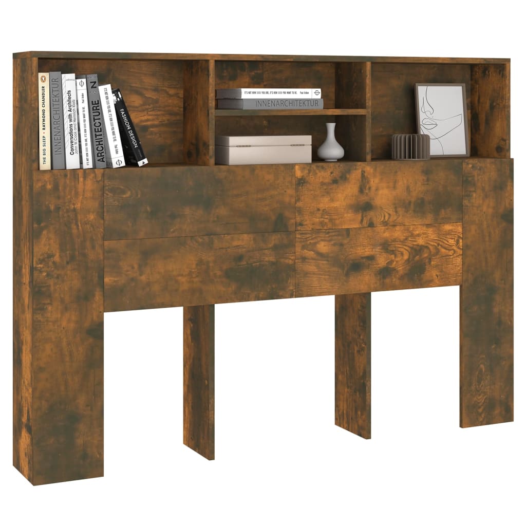 vidaXL Κεφαλάρι Με Αποθηκευτικό Χώρο Καπνιστή Δρυς 140x19x103,5 εκ.