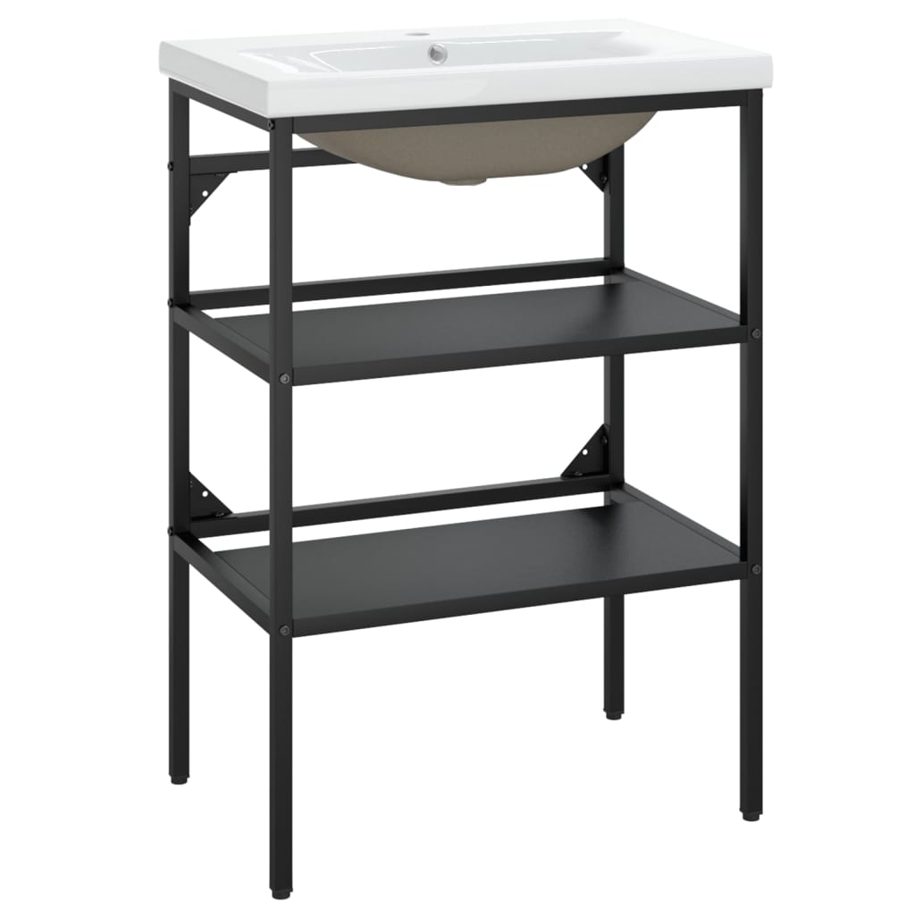 vidaXL Σκελετός Νιπτήρα Μπάνιου με Εντοιχισμένο Νιπτήρα Λευκό Σίδερο